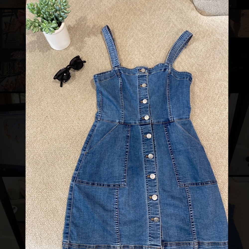 H&M denim overall jumper dress